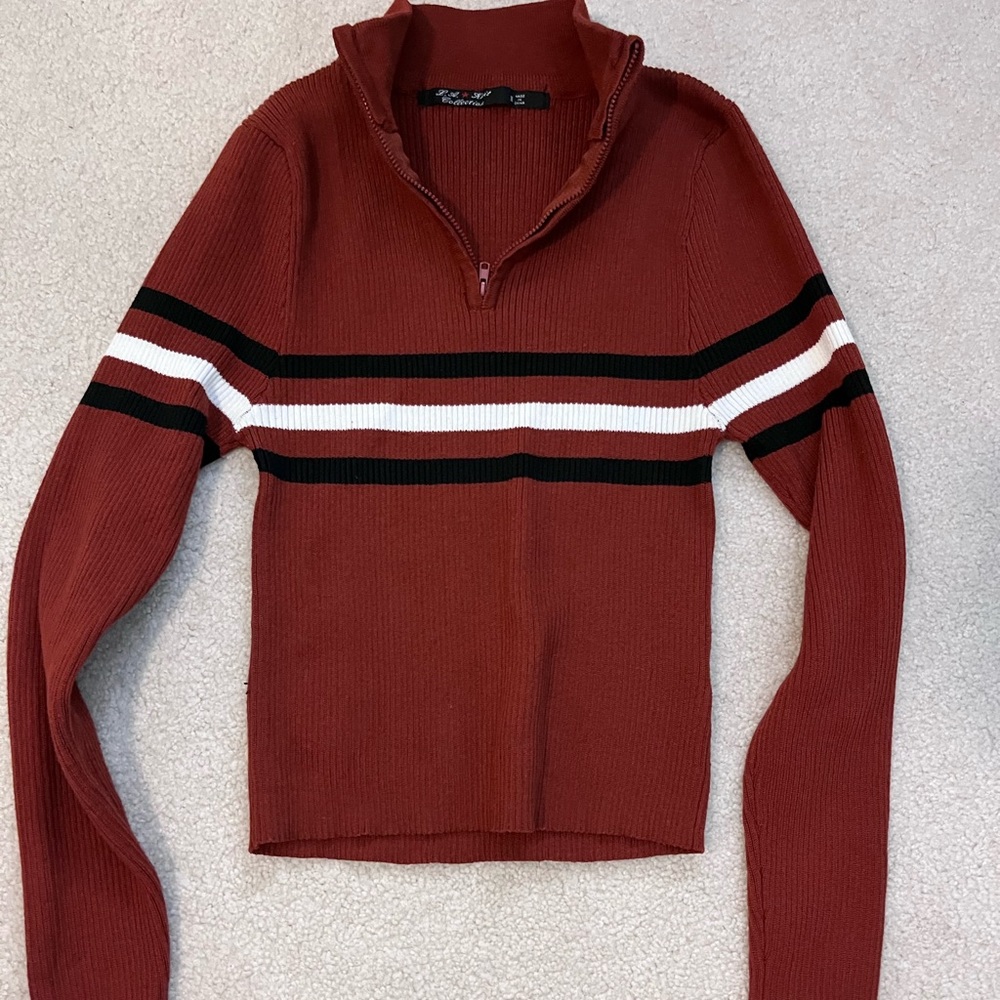 Orange Quarter Zip Sweater